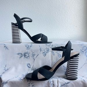 striped block heels
